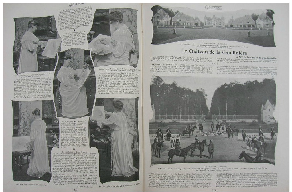 FEMINA1902N°42:CHATEAU DE LA GAUDINIERE DUCHESSE DOUDEAUVILLE/ST-SEBASTIEN MESSE PLEIN-AIR/PEINDRE UN EVENTAIL - 1900 - 1949