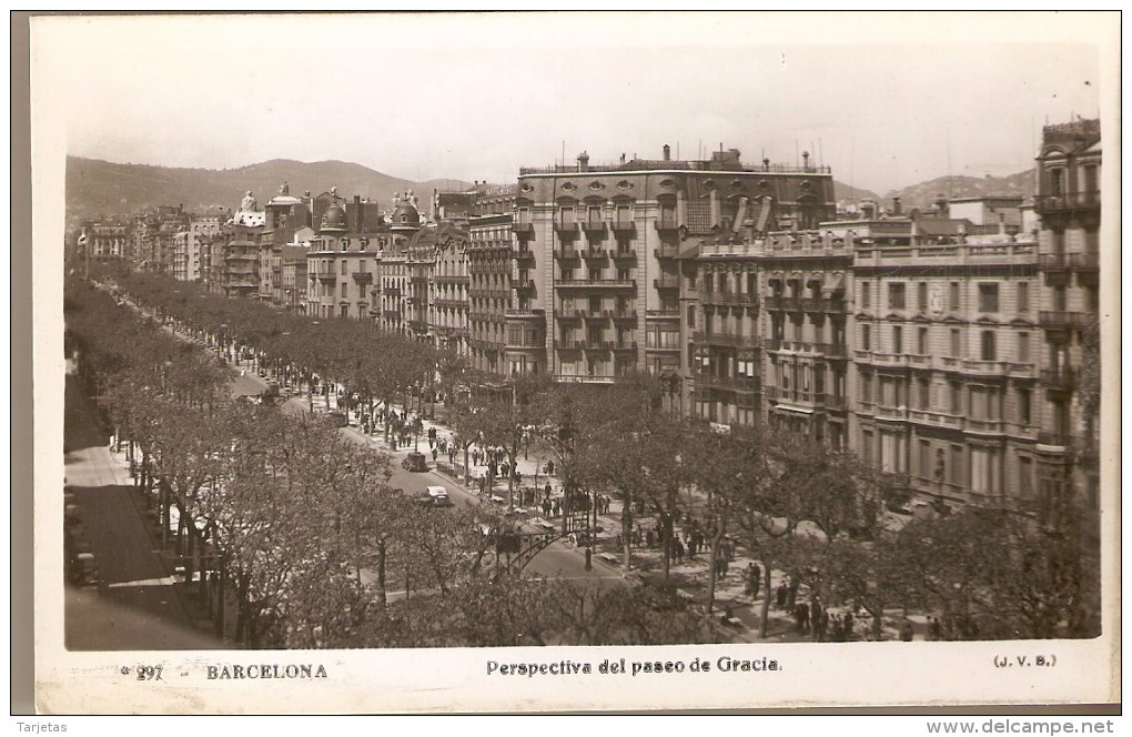 POSTAL DE BARCELONA DE UNA PERSPECTIVA DEL PASEO DE GRACIA (J.V.B.) ORIOL - Barcelona