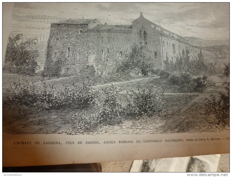 1868 La Villette;L'ile de St-Thomas (Antilles);Les Plantagenets; Abbaye de Lacroma (Raguse)