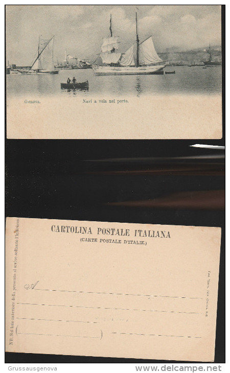 GENOVA NAVI A VELA IN PORTO NON VIAGGIATA PRIMI ANNI DEL 900 BELLA E NON COMUNE - Genova