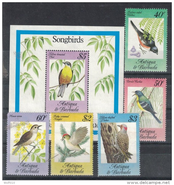 Antigua. 1984. Song Birds. MNH Set And SS. SCV = 13.90 - Songbirds & Tree Dwellers