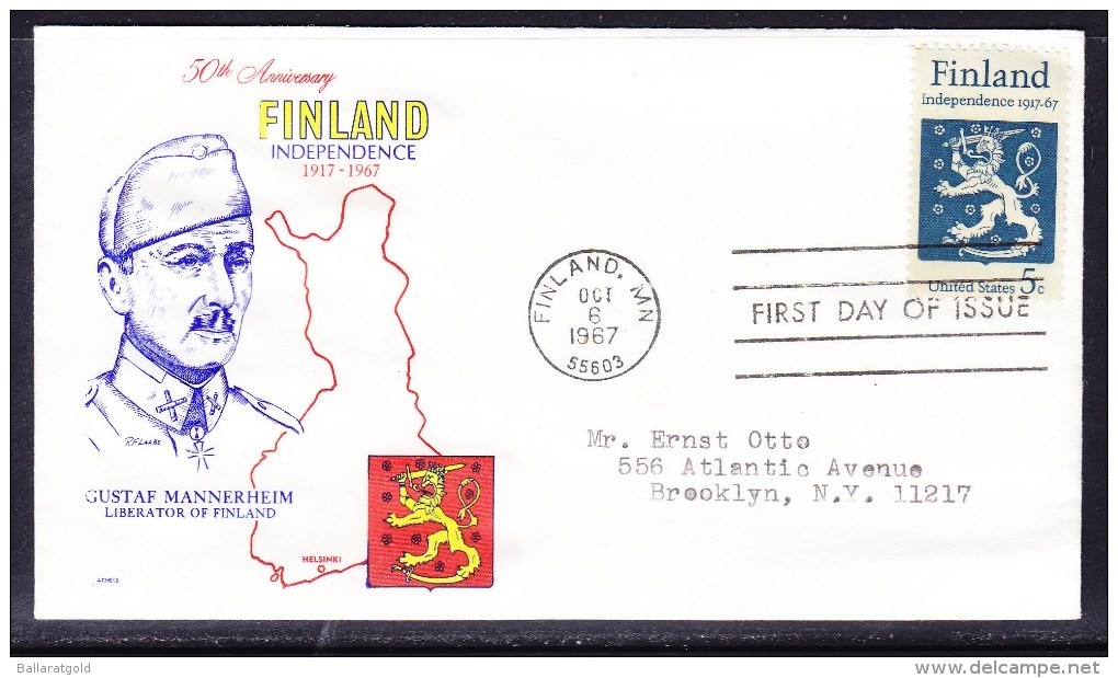 USA 1967 Finland Independence  First Day  Cover - Covers & Documents