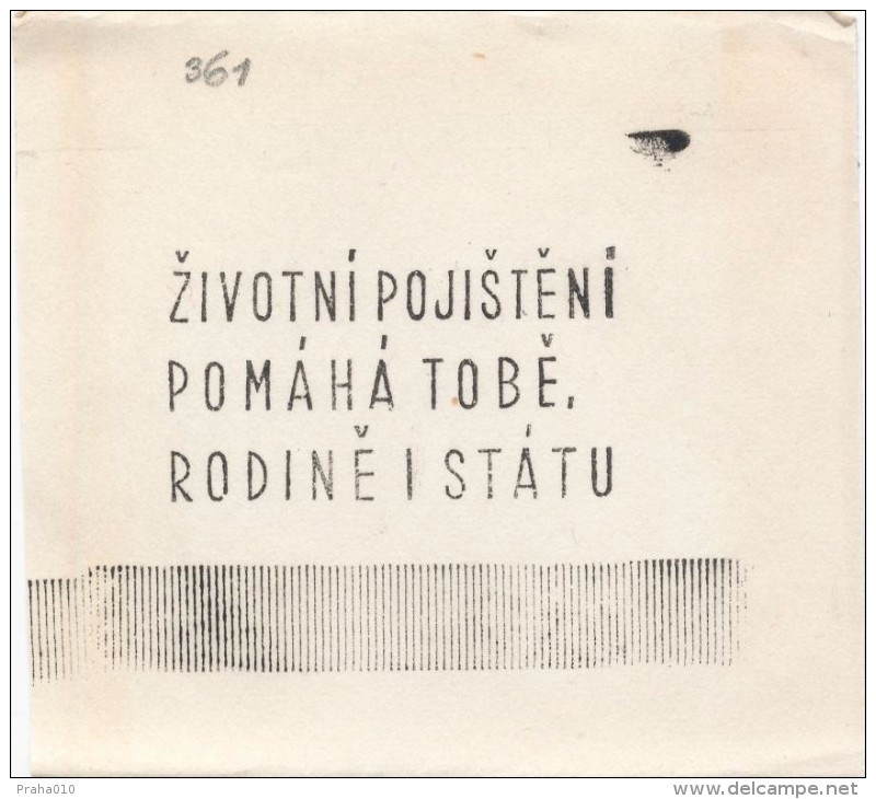 J1286 - Czechoslovakia (1945-79) Control Imprint Stamp Machine (R!): Life Assurance Helps You, The Family And The State - Essais & Réimpressions