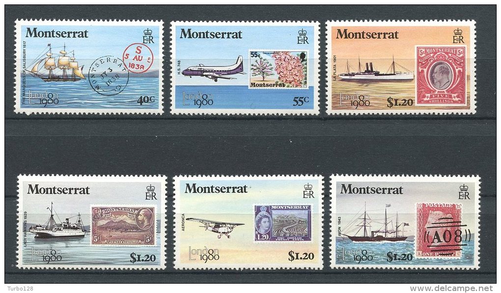 MONSERRAT 1980 N° 418/423 ** Neufs = MNH  Superbes Cote 5.50 &euro; LONDON Bateaux Avions Fleurs Timbres Boats Transport - Montserrat