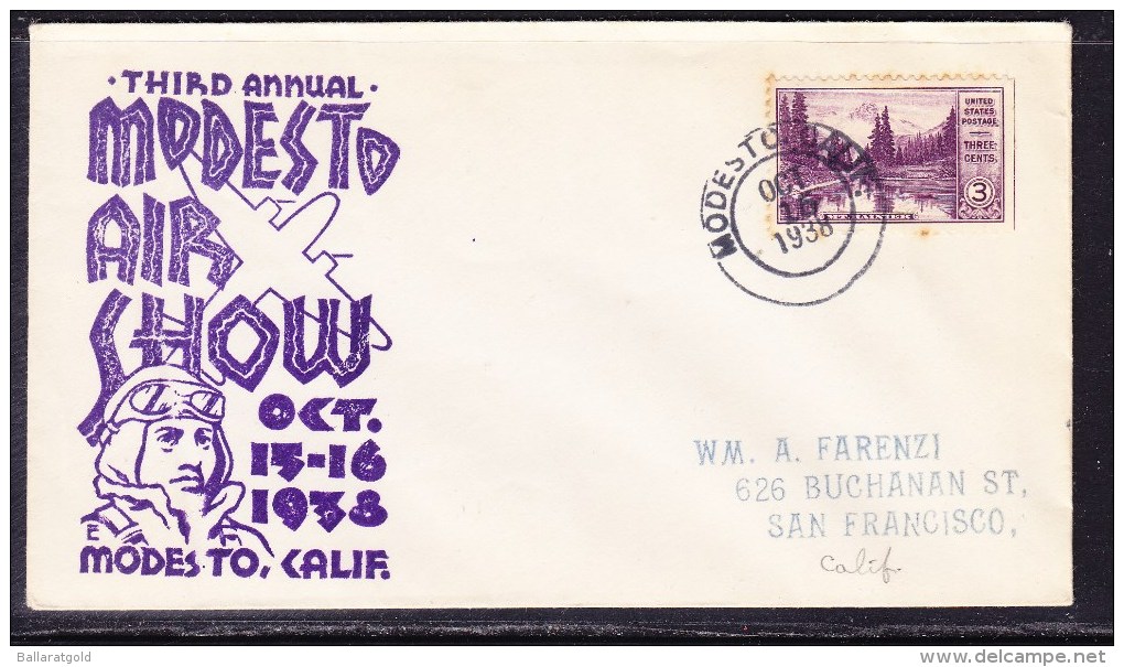 USA 1938 Modesto Air Show  Special Cachet  Flight  Cover - Covers & Documents