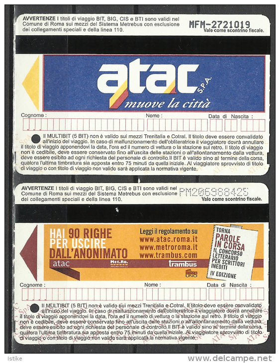 Italy, Roma, Metro Tickets In English And Italian, 2006. - Europe