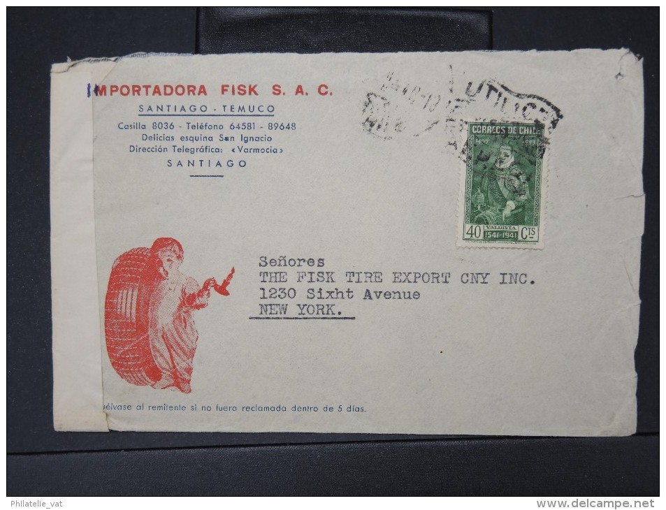 ARGENTINE- Enveloppe De Santiago Pour New York En 1941 Avec Controle Postal  A Voir Lot P4948 - Covers & Documents