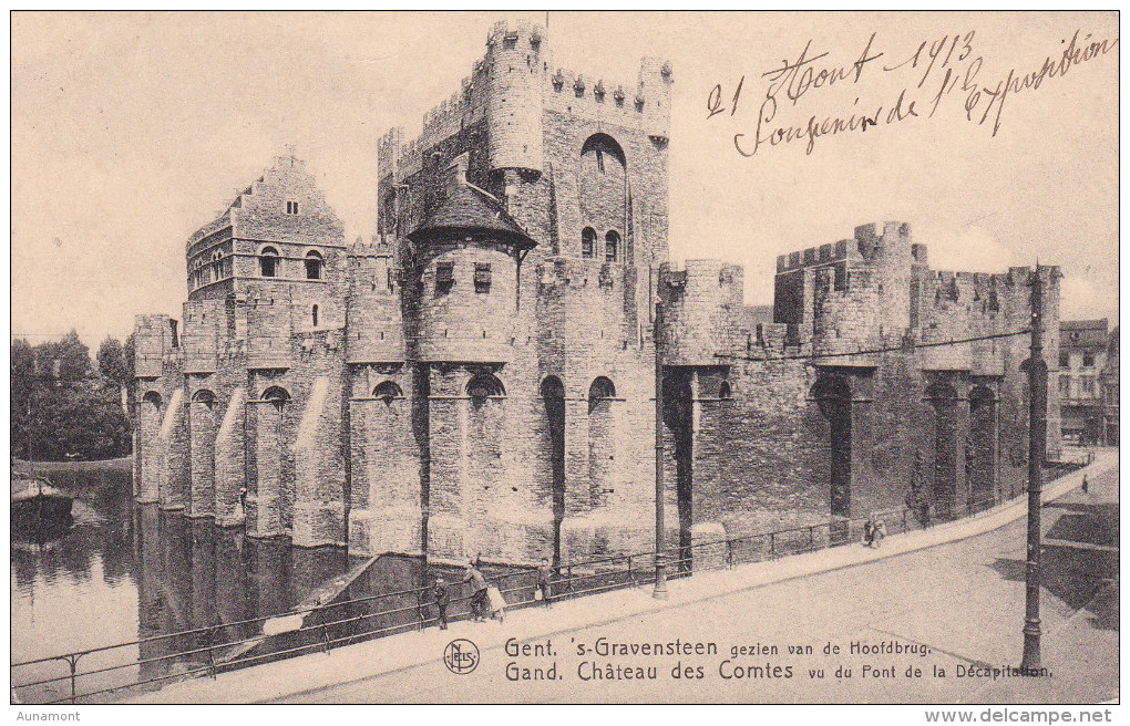 Belgica--Gent--1913--s'Gravensteen--Chateau Des Comtes--Vue Du Pont De La Decapitation--Fechador- - Castillos