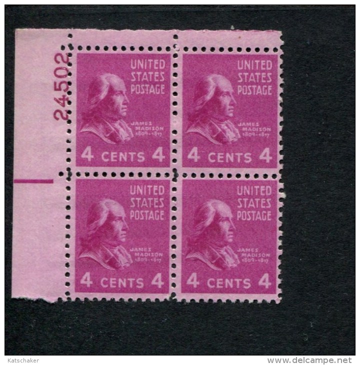 USA POSTFRIS MINT NEVER HINGED POSTFRISCH EINWANDFREI SCOTT 808 PRESIDENTIAL ISSUE P#block Of 4 - Numéros De Planches