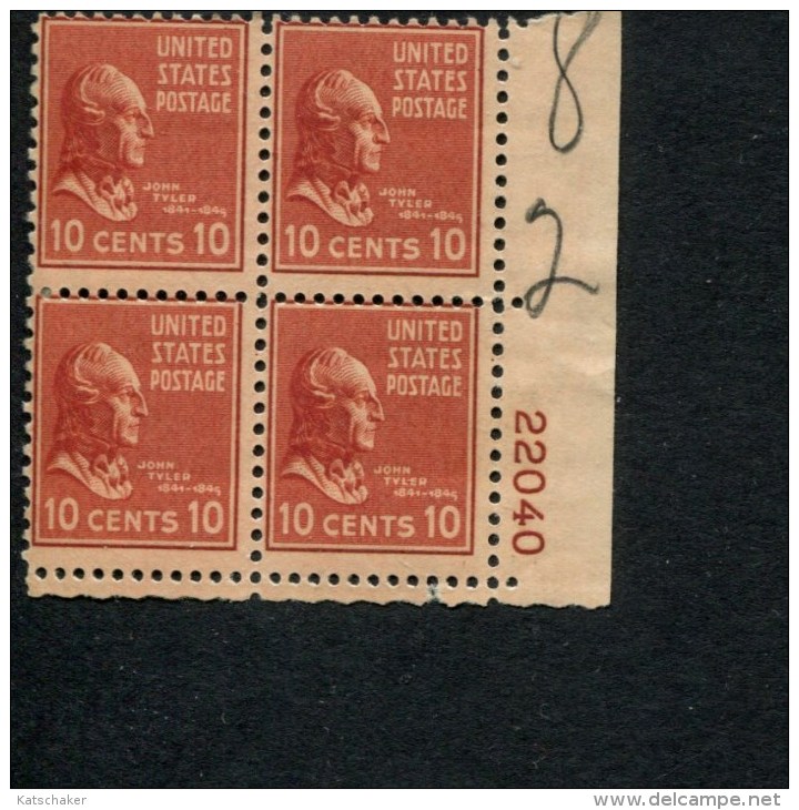 USA POSTFRIS MINT NEVER HINGED POSTFRISCH EINWANDFREI SCOTT 815 PRESIDENTIAL ISSUE P#block Of 4 - Numéros De Planches