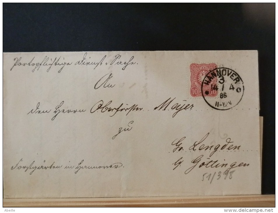 51/398    LETTRE HANNOVER   1886 - Briefe U. Dokumente