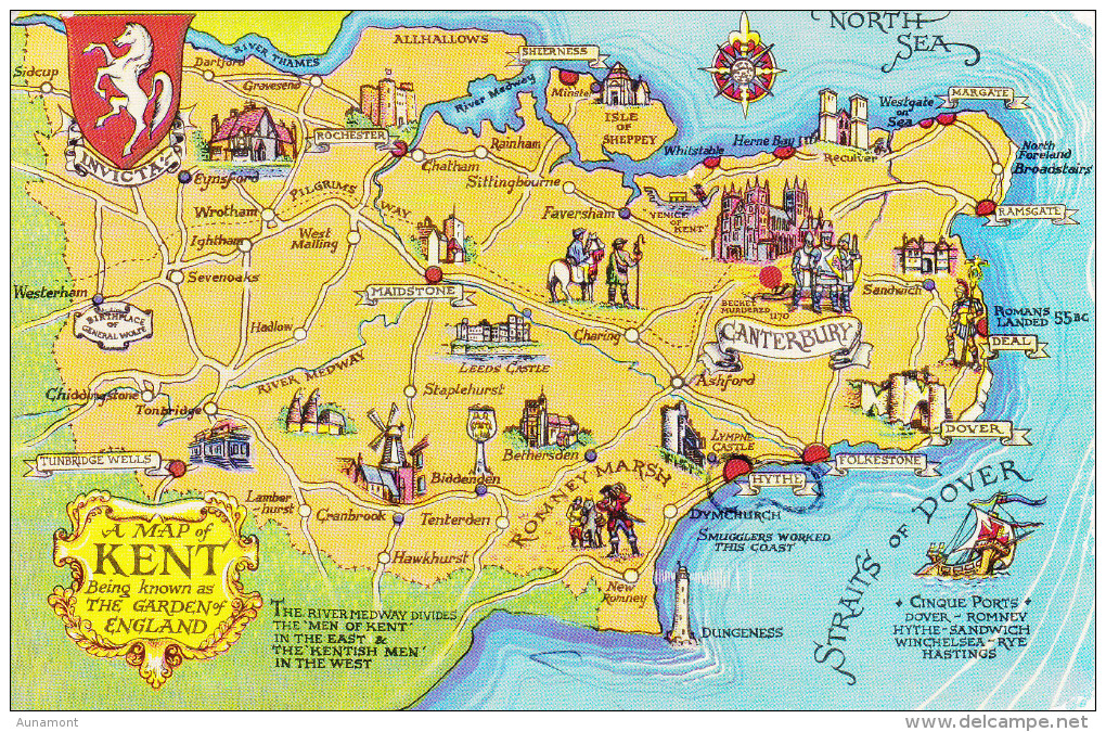 Reino Unido--Kent--1955--A Map--Cinque Ports-Baloon--a, Paris, Francia - Mapas