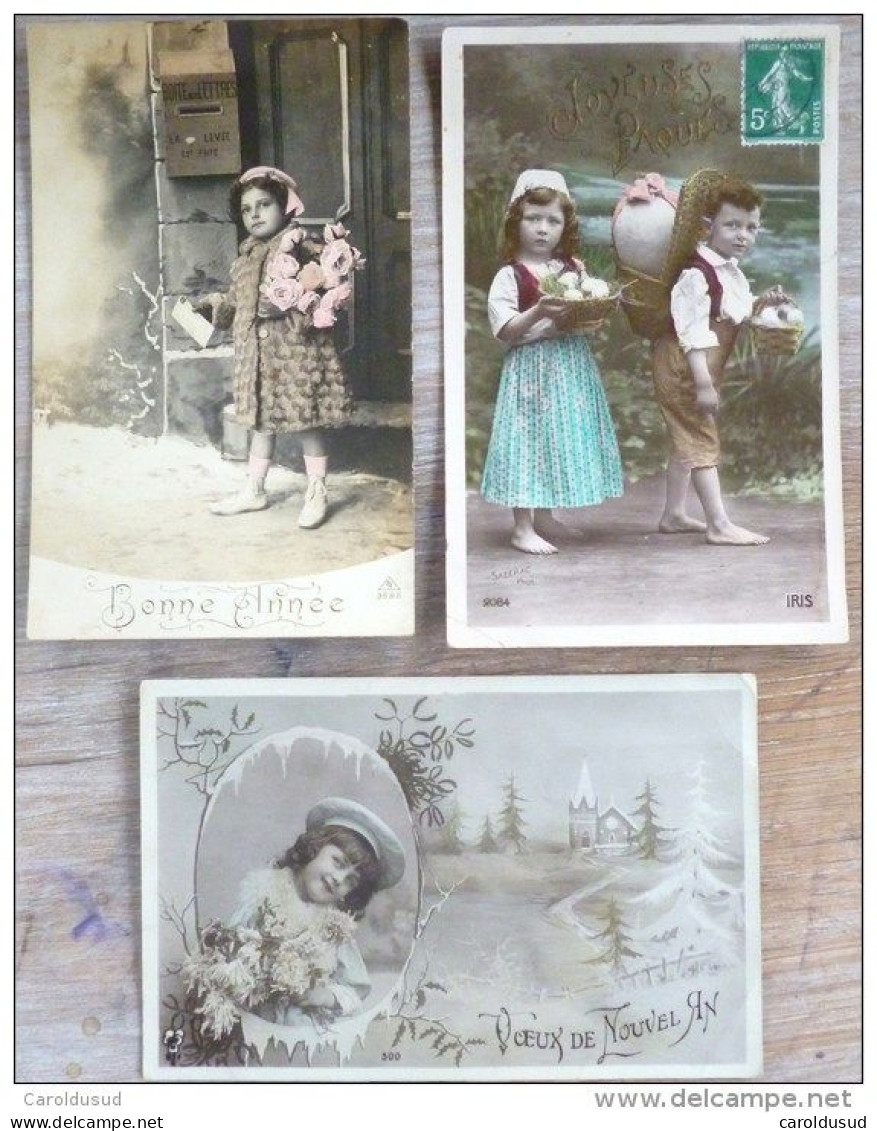 CPA  LOT 16X PHOTO SCENE  ENFANT PORTRAIT fille DUO FETE PAQUES OEUF OEUFS VOIR PHOTO POUR TIMBRES