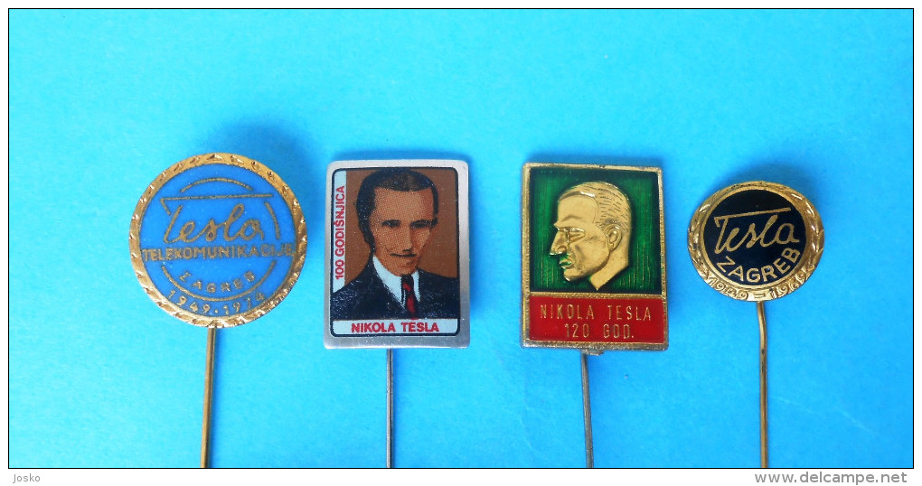 NIKOLA TESLA Famous Inventor * Old Rare Pin Badge - 4. Pcs.* Radio Physicist Inventeur Erfinder Anstecknadel Distintivo - Berühmte Personen