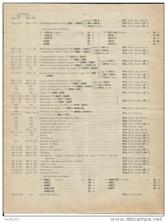 Catalogue Des Tarifs - Maljournal Et Bourron - Mai 1919 - Avenue Thiers à Lyon - Elettricità & Gas