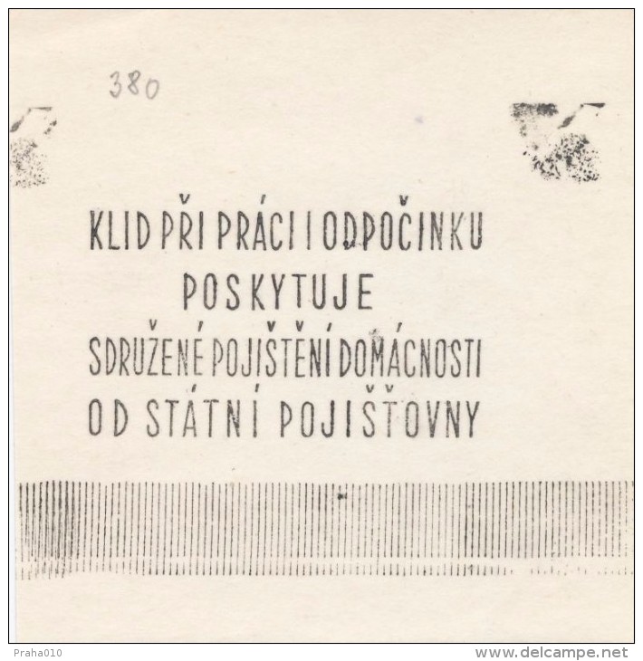 J1306 - Czechoslovakia (1945-79) Control Imprint Stamp Machine (R!): Calm At Work Provides Household Insurance - Proofs & Reprints