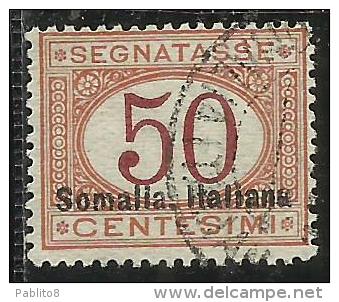 SOMALIA 1920 SEGNATASSE SOPRASTAMPA IN BASSO DOWN OVERPRINTED CENT. 50 C USATO USED OBLITERE´ - Somalia