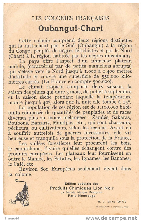 ¤¤  -  Colonies Françaises  -  OUBANGUI-CHARI  -  Carte Publicitaire Des Produits Du Lion Noir  -  ¤¤ - Non Classés