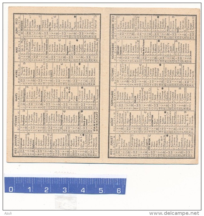 Carte Parfumée - Joli Soir, Chéramy - Calendrier 1952 - Anciennes (jusque 1960)