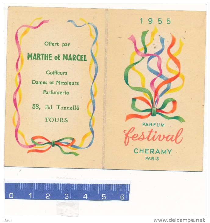 Carte Parfumée - Festival De Chéramy, Calendrier 1955 - Anciennes (jusque 1960)