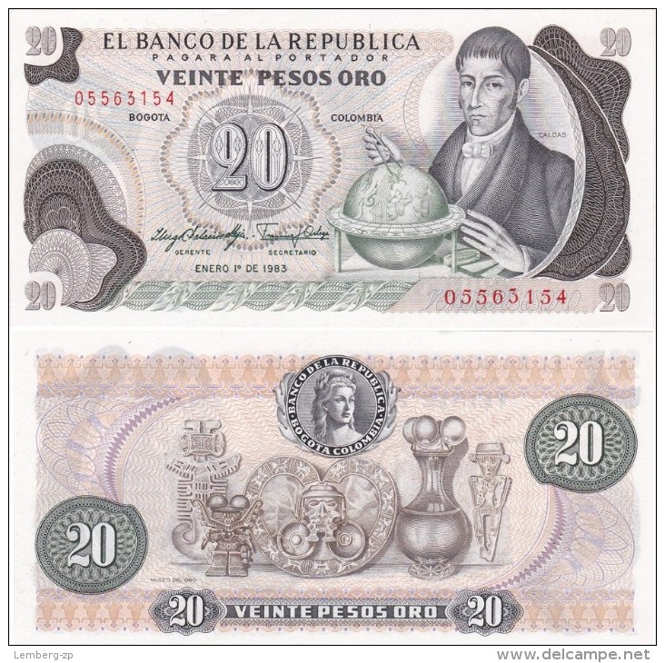 Colombia - 20 Pesos 1983 UNC Lemberg-Zp - Colombie