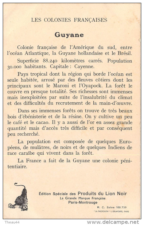 ¤¤  -   GUYANE   -  Colonies Françaises  -  Carte Publicitaire Des Produits Du Lion Noir -  ¤¤ - Autres & Non Classés