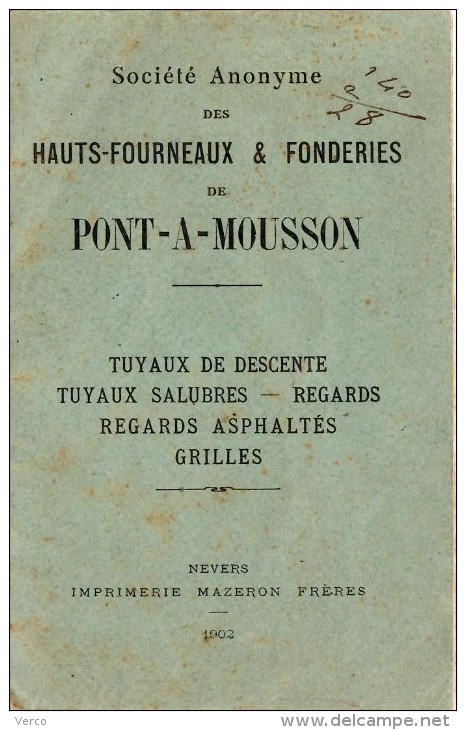 LIVRET TECHNIQUE  Tuyaux Et Regards De PONT A MOUSSON - 13,5 X 9 Cm, 24 Pages De 1902 - Pont A Mousson