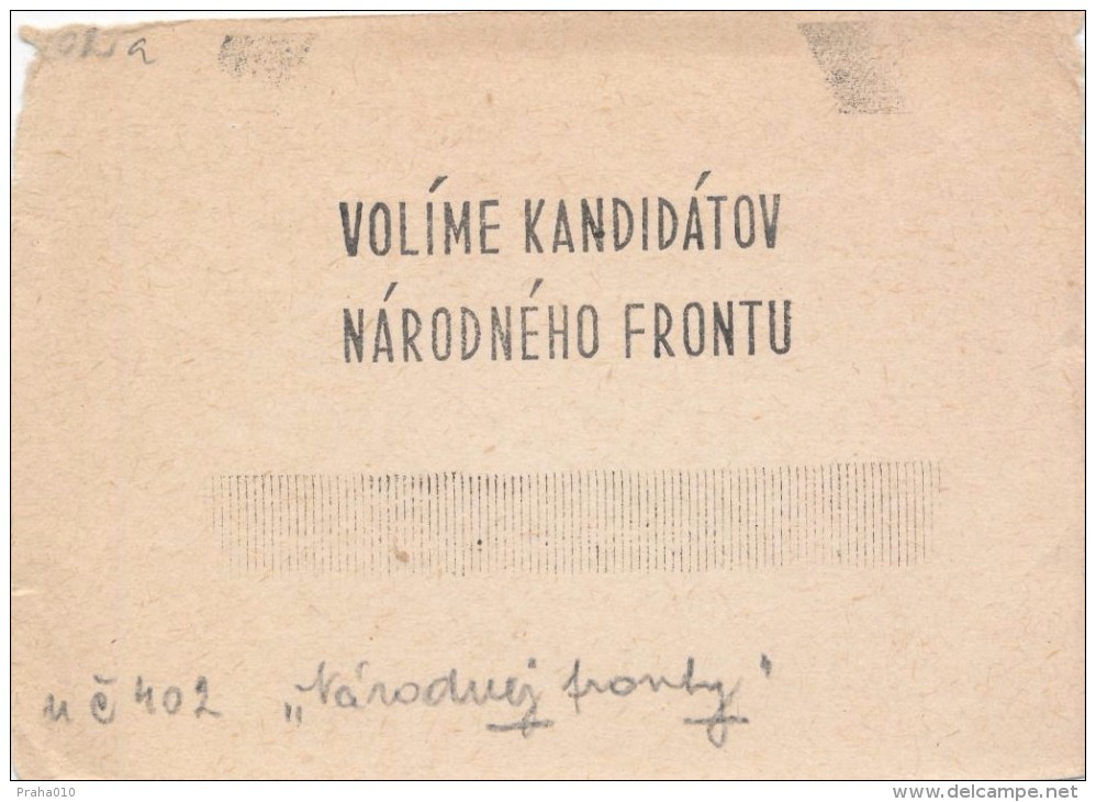 J1326 - Czechoslovakia (1945-79) Control Imprint Stamp Machine (R!): We Select Candidates Of The National Front (SK) - Proofs & Reprints
