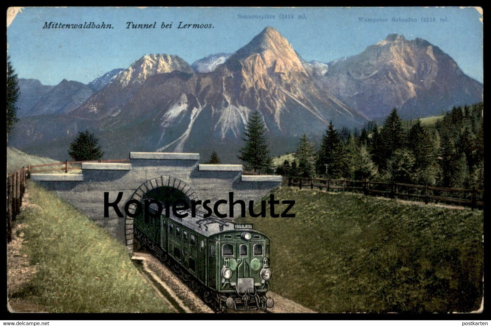 ALTE POSTKARTE MITTENWALDBAHN TUNNEL BEI LERMOOS SONNENSPITZE SCHROFEN Eisenbahn Chemin De Fer Railway Mittenwald-Bahn - Eisenbahnen