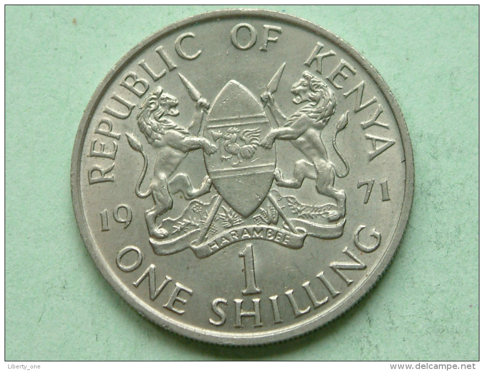 1971 - 1 Shilling / KM 14 ( Uncleaned Coin - For Grade, Please See Photo ) !! - Kenia