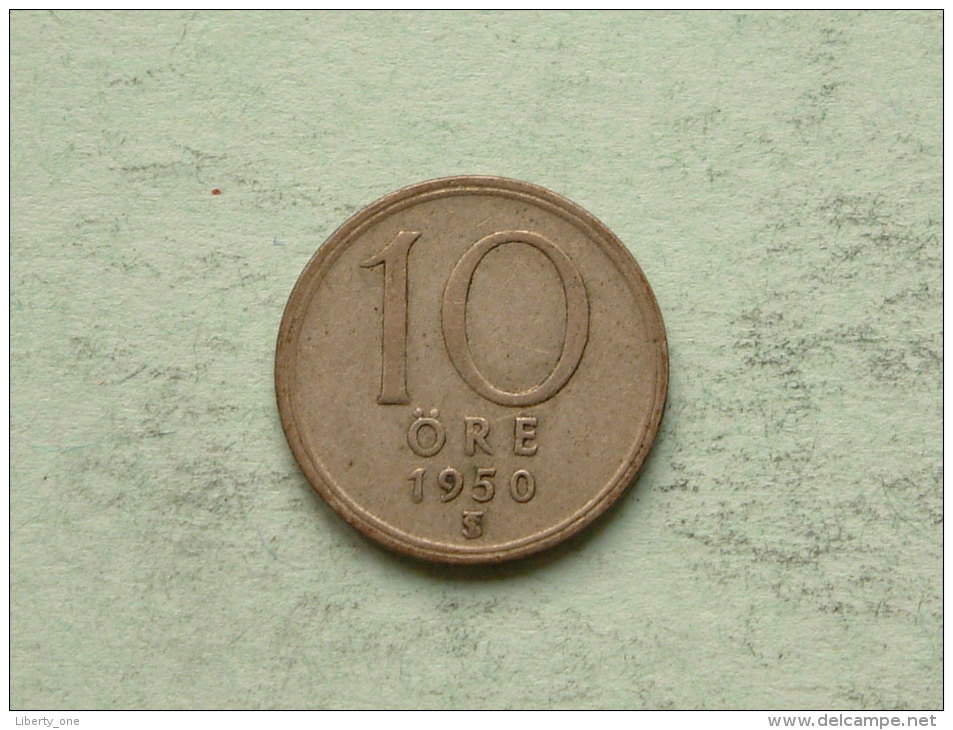 1950 - 10 Ore / KM 813 ( Uncleaned Coin / For Grade, Please See Photo ) !! - Suède