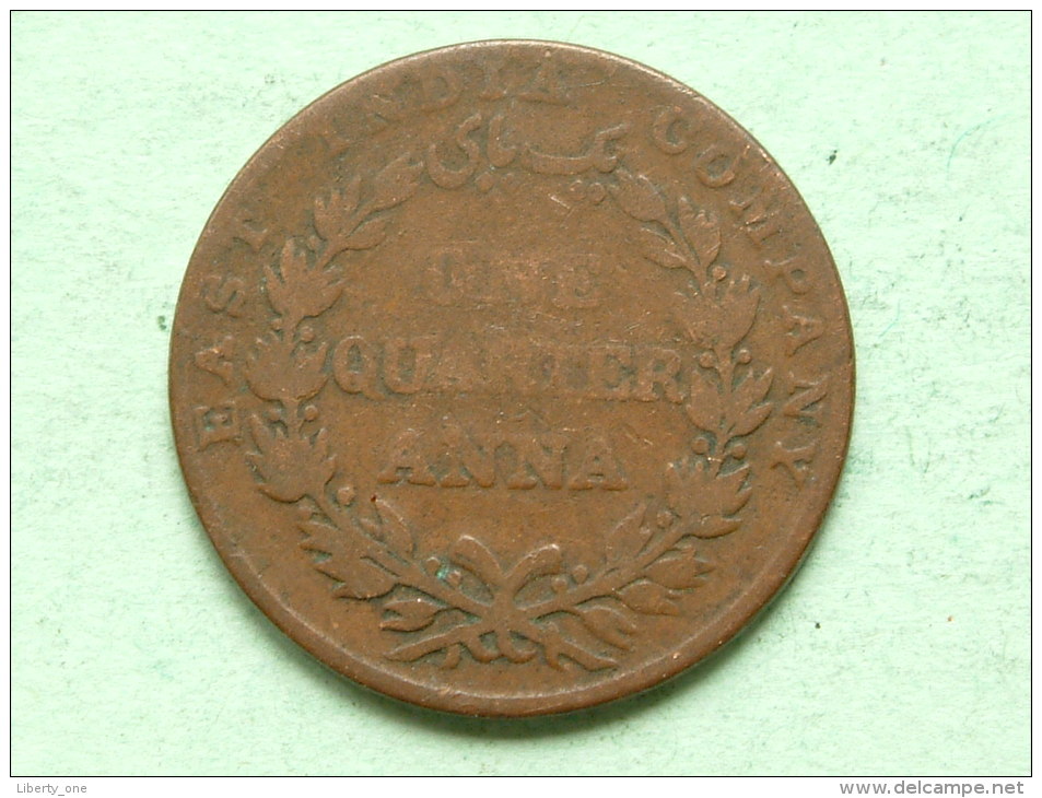 1835 - One Quarter Anna / KM 446.1 ( Uncleaned - For Grade, Please See Photo ) ! - Inde