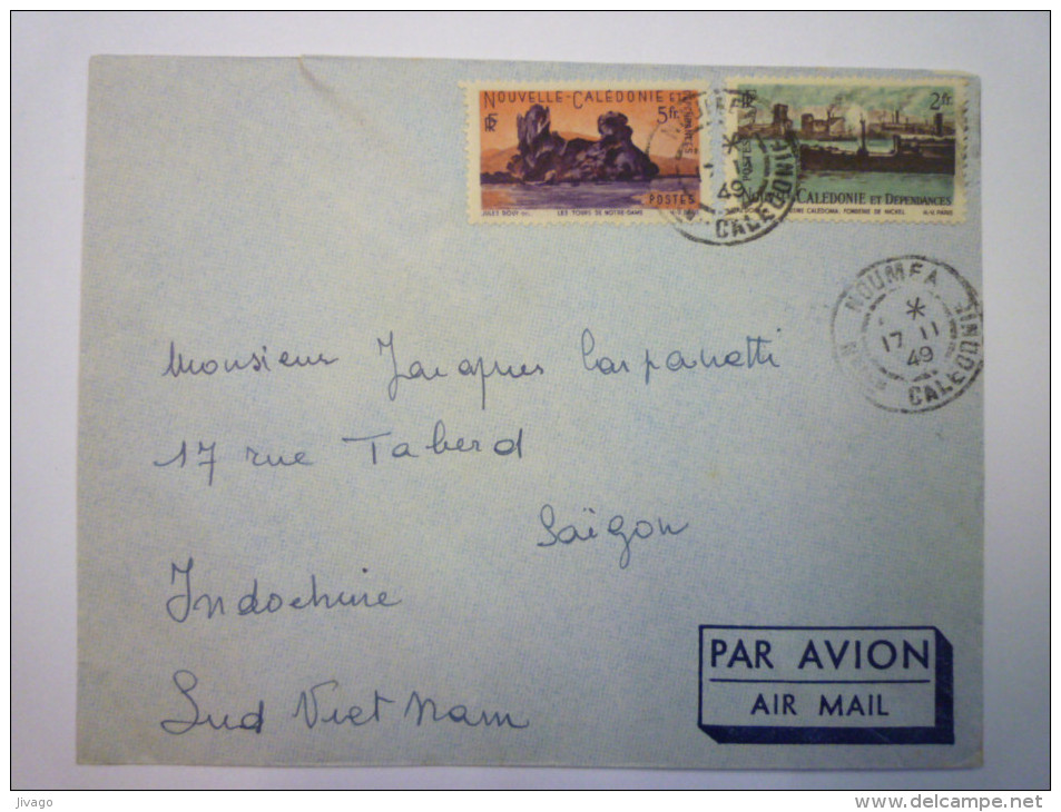 Enveloppe  Au Départ De  NOUMEA  à Destination De  SAÏGON   1949 - Covers & Documents