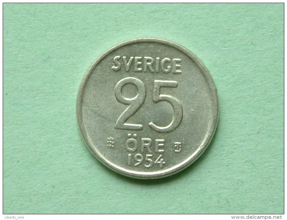 1954 TS - 25 ORE / KM 824 ( Uncleaned Coin / For Grade, Please See Photo ) !! - Suecia