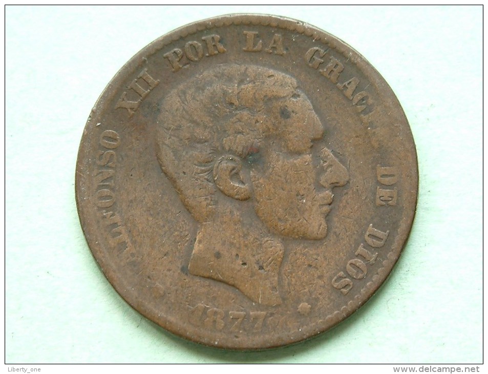 1877 OM - Diez ( 5 ) Centimos / KM 675 ( For Grade, Please See Photo ) !! - Monnaies Provinciales