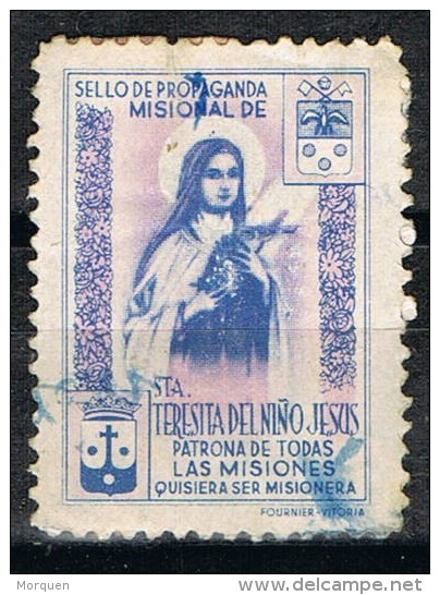 Viñeta  Propaganda Misional, Leyenda PAMPLONA, Santa Teresita Niño Jesus. Misiones º - Plaatfouten & Curiosa