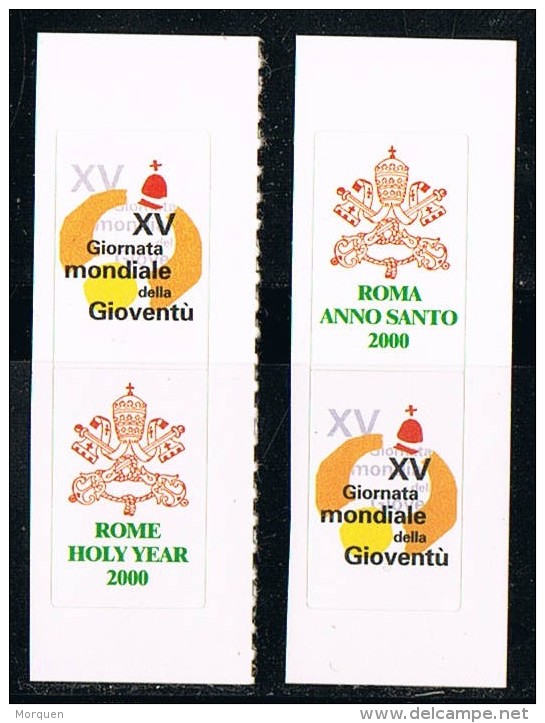 4 Viñetas ROMA, Vaticano, Año Santo 2000, Giornata De Gioventú ** - Variétés & Curiosités