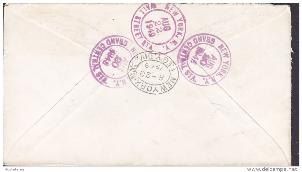 United States GRAND CENTRAL STATION New York 1949 Cover Lettre Locally Sent Jefferson & McKinley Stamps (2 Scans) - Express & Recommandés