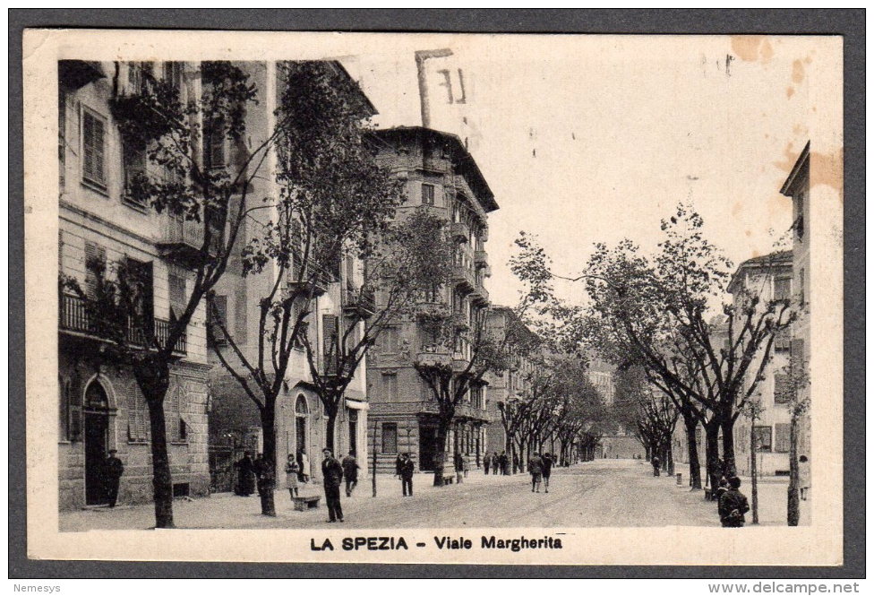 1936 LA SPEZIA VIALE MARGHERITA FP V SEE 2 SCANS ANIMATA TARGHETTA - La Spezia