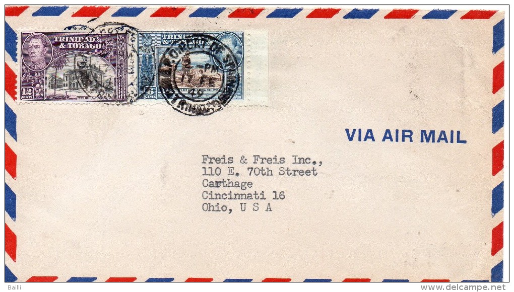 TRINIDAD TOBAGO LETTRE POUR LES ETATS UNIS 1949 - Trinidad & Tobago (...-1961)