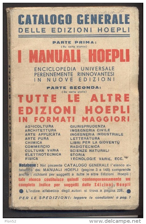 9551-CATALOGO GENERALE DELLE EDIZIONI HOEPLI-1939 - Altri & Non Classificati