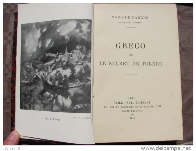 1912 GRECO OU LE SECRET DE TOLEDE MAURICE BARRES EMILE PAUL NUMEROTE JUSTIFICATION DE TIRAGE 6390 - 1901-1940