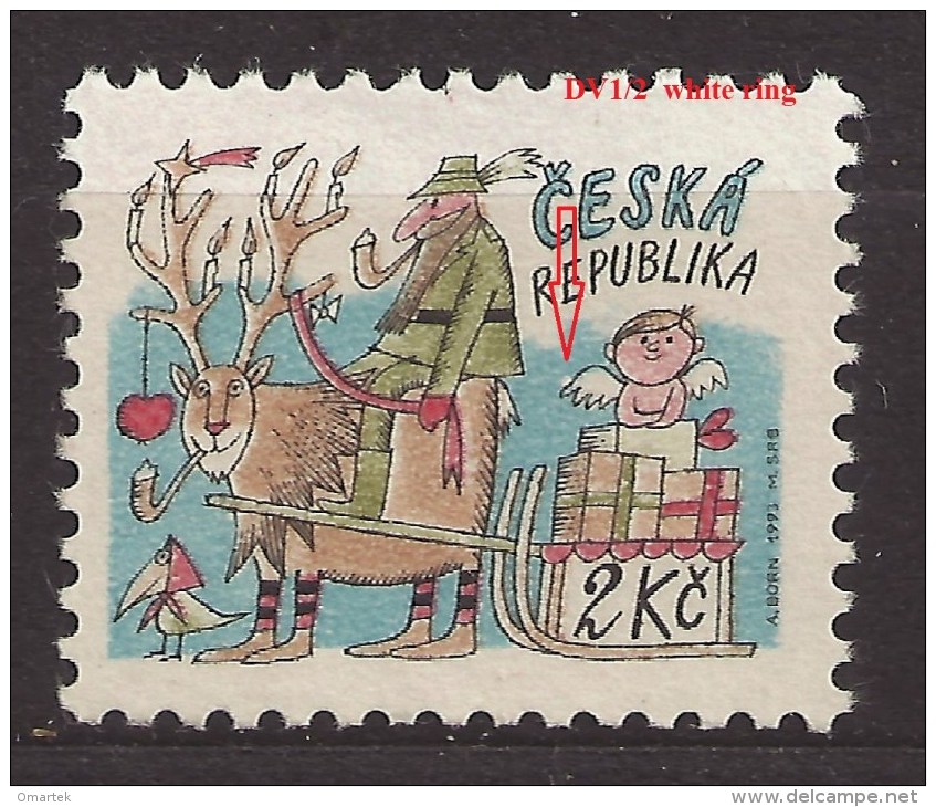 Czech Republic 1993 MNH ** Mi 28 Sc 2907 Christmas, Weihnachten. Plate Flaw, Tschechische Republik - Unused Stamps