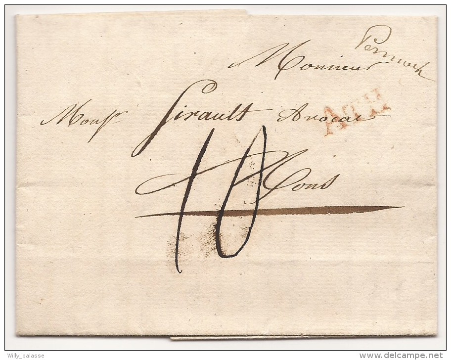 L. 1828 Marque Rouge ATH + Man. "Peruwelz" + "10" Pour Glons - 1815-1830 (Période Hollandaise)