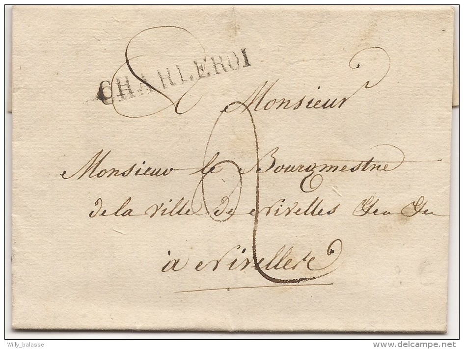 L. Datée De Tarciennes 1826 + Marque CHARLEROI + "2" Pour Nivelles - 1815-1830 (Hollandse Tijd)