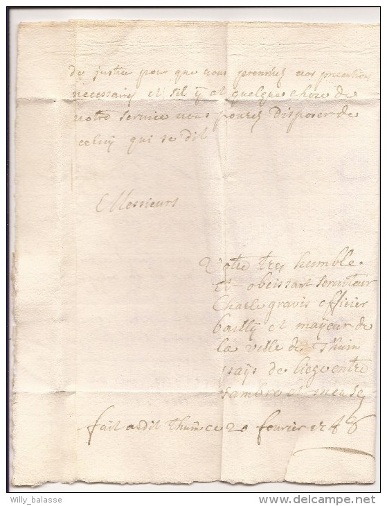 L. Datée De Thuin 1788 Avec Marque MONS + "5" + Paraphe Du Maître Des Postes (car Adresse De Destination) Pour Bruges. - 1714-1794 (Paises Bajos Austriacos)