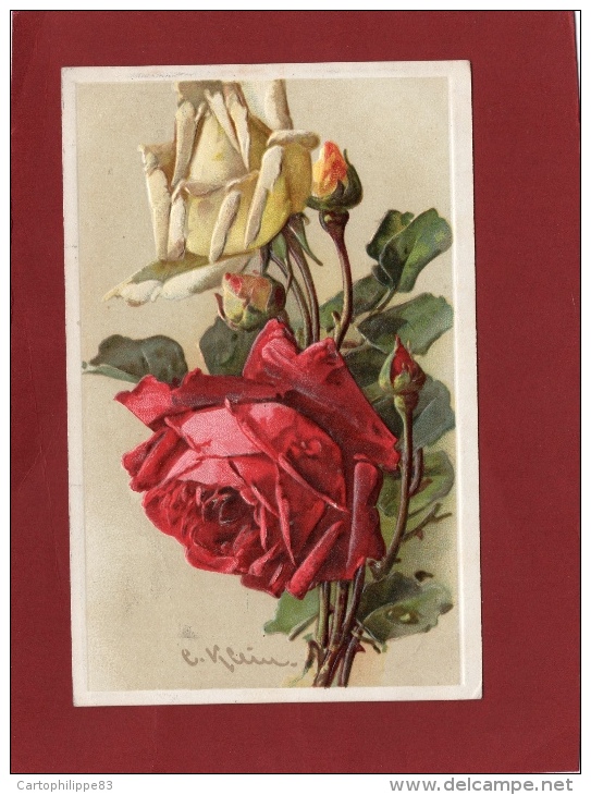 ILLUSTRATRICE C KLEIN FLEURS LA ROSE CARTE GAUFRÉE - Klein, Catharina