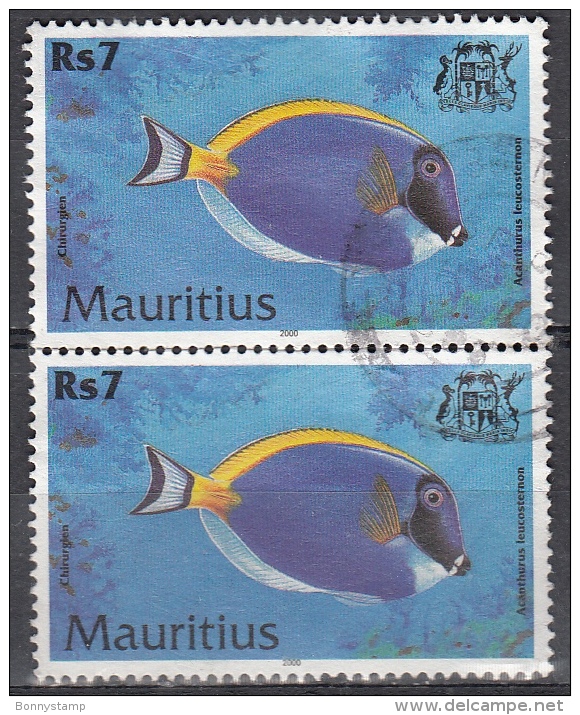 Mauritius, 2000 - 7r Acanthurus Leucosternon, Coppia - Nr.917 Usato° - Fische