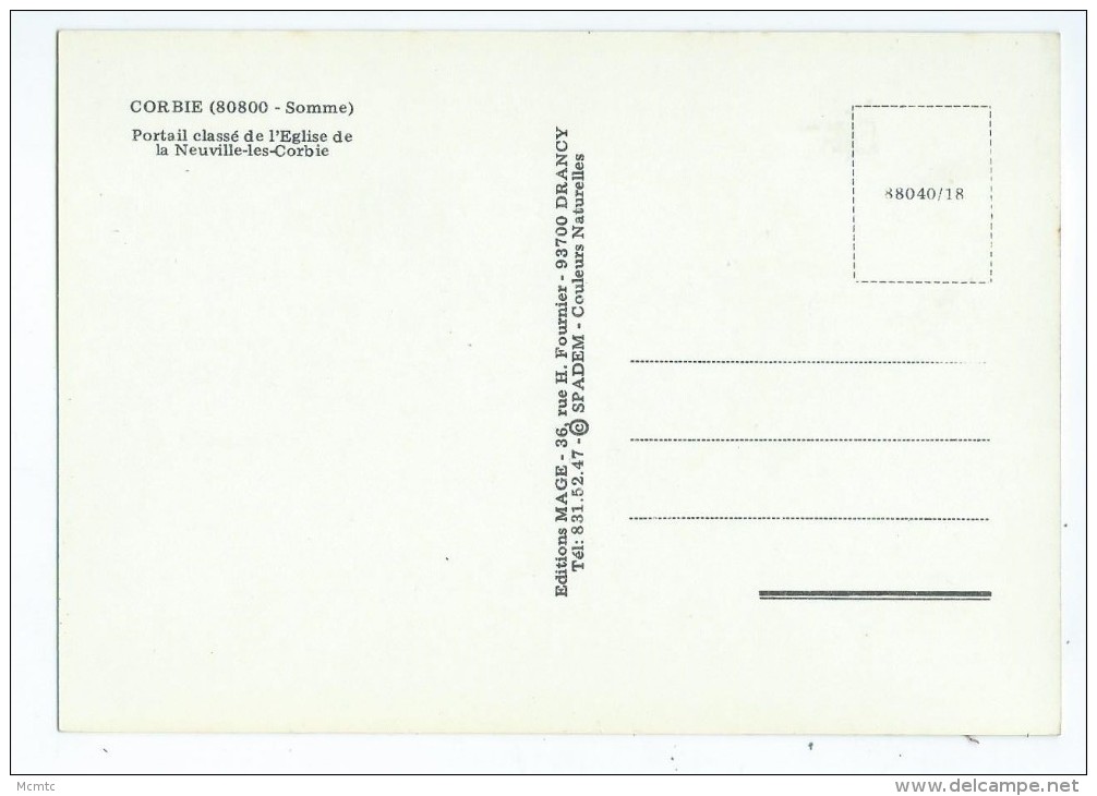 CPM - Corbie - Portail Classé De L´église De La Neuville Les Corbie - Corbie