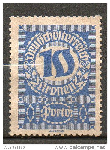 AUTRICHE Taxe 10k Outremer 1919-21 N°91 - Taxe
